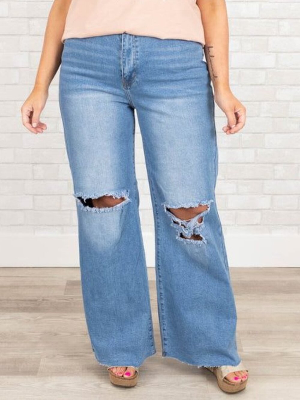 CHIC SOUL l Distressed Jeans, Denim Blue